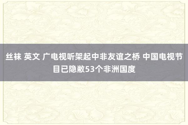 丝袜 英文 广电视听架起中非友谊之桥 中国电视节目已隐敝53个非洲国度